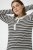 Kaffe Curve Miana Long Sleeve Polo Chalk with Black Stripe - Polo marškinėliai - 