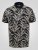 D555 Palmer Leaf Printed Jacquard Collar & Cuff Chest Pocket Polo Black - Polo marškinėliai - Polo marškinėliai - 2XL-8XL