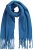 Ulla Popken Trendy Boucle Yarn Fringe Knit Scarf Teal Blue - Aksesuarai - 