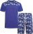 Kam Jeans 5002 Palm Tree Panel Tee And Short Set Electric Blue - Marškinėliai - Marškinėliai - 2XL-14XL
