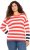 Ulla Popken Mixed Stripe Long Sleeve Sweater Hibiscus Red - Megztiniai ir džemperiai - 
