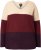 Ulla Popken Cable Knit Block Stripe V-Neck Sweater Dark Ruby - Megztiniai ir džemperiai - 