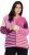 Ulla Popken Patchwork Striped Long Sleeve V-Neck Sweater Raspberry - Megztiniai ir džemperiai - 