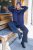 Ulla Popken Textured Glitter Embroidery Oversized Sweater Ink Blue - Megztiniai ir džemperiai - 