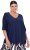 Ulla Popken Oversized 3/4 Sleeve V-Neck Sweater Navy - Megztiniai ir džemperiai - 