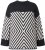 Ulla Popken Graphic Stripe Long Sleeve Turtleneck Sweater Black - Megztiniai ir džemperiai - 