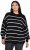 Ulla Popken Oversized Striped Balloon Sleeve Sweater Black - Megztiniai ir džemperiai - 