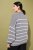 Ulla Popken Oversized Striped Balloon Sleeve Sweater Grey Melange - Megztiniai ir džemperiai - 