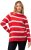 Ulla Popken Stripe Fine Knit Turtleneck Sweater Light Red - Megztiniai ir džemperiai - 