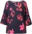 Ulla Popken Botanical Print Cold Shoulder Top Black - Marškinėliai - 