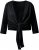 Ulla Popken Versatile Surplice Wrap Tie Hem Bolero Top Black - Marškinėliai - 