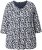 Ulla Popken Floral 3/4 Sleeve V-Neck A-Line Tee Navy - Marškinėliai - 