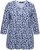 Ulla Popken Floral 3/4 Sleeve V-Neck A-Line Tee Blue - Marškinėliai - 