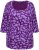 Ulla Popken Scribble Print Square Neck 3/4 Sleeve Tee Violet - Spausdinti marškinėliai moterims - 