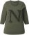 Ulla Popken Textured Lettering 3/4 Sleeve Tee Olive - Spausdinti marškinėliai moterims - 