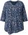 Ulla Popken Ribbon Print 3/4 Sleeve Asymmetric Tee Navy - Spausdinti marškinėliai moterims - 