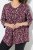 Ulla Popken Ribbon Print 3/4 Sleeve Asymmetric Tee Plum - Spausdinti marškinėliai moterims - Marškinėliai su raštais moterims