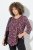 Ulla Popken Ribbon Print 3/4 Sleeve Asymmetric Tee Plum - Spausdinti marškinėliai moterims - Marškinėliai su raštais moterims