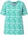Ulla Popken Coral Reef Printed Short Sleeve V-Neck Tee Emerald - Spausdinti marškinėliai moterims - 