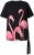 Ulla Popken Flamingo Short Sleeve Graphic Tee Black - Spausdinti marškinėliai moterims - 