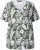 Ulla Popken Feather Print Short Sleeve V-Neck Tee Olive Grey - Spausdinti marškinėliai moterims - 