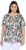 Ulla Popken Feather Print Short Sleeve V-Neck Tee Olive Grey - Spausdinti marškinėliai moterims - 