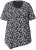 Ulla Popken Bow Print Short Sleeve Pointed Hem Tee Black - Spausdinti marškinėliai moterims - 