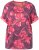 Ulla Popken Quick Drying Flower Print Short Sleeve Tee Dark Cherry - Spausdinti marškinėliai moterims - 