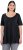 Ulla Popken Essential Front Pleat Tee Black - Marškinėliai - 