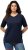 Ulla Popken Piping Accent Functional UVP 50+ Stretch Knit Top Navy Blue - Marškinėliai - 