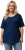 Ulla Popken Cold Dye Ruffle Edge Pocket Tee Dark Blue - Marškinėliai - 
