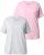 Ulla Popken Eco Cotton Basic T-Shirt 2-Pack Grey/Pink - Marškinėliai - 
