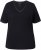 Ulla Popken Satin Trimmed Ribbed Jersey Short Sleeve T-Shirt Black - Marškinėliai - 