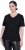 Ulla Popken Satin Trimmed Ribbed Jersey Short Sleeve T-Shirt Black - Marškinėliai - 