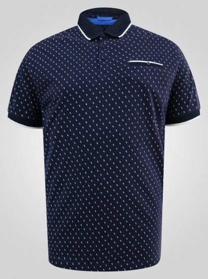 D555 Reid AOP Polo With Jacquard Collar, Pocket And Cuffs Tamsiai mėlyna - Polo marškinėliai - Polo marškinėliai - 2XL-8XL