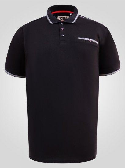 D555 Potts Jersey Polo With Jacquard Collar & Cuffs Juoda - Polo marškinėliai - Polo marškinėliai - 2XL-8XL