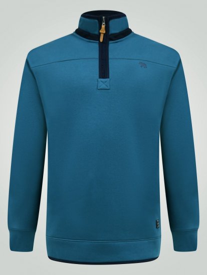 D555 Conway 1 1/4 Zip Neck Fleece Sweatshirt With Bear Logo Teal - Megztiniai ir džemperiai - Megztiniai ir Džemperiai - 2XL-14XL