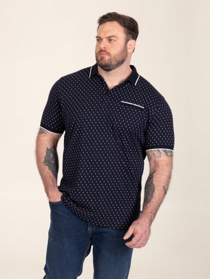 D555 Reid AOP Polo With Jacquard Collar, Pocket And Cuffs Tamsiai mėlyna - Polo marškinėliai - Polo marškinėliai - 2XL-8XL