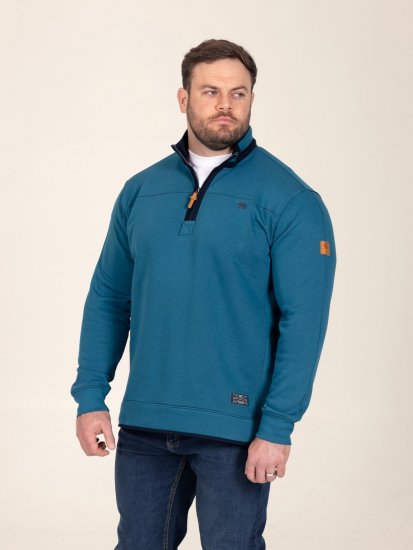 D555 Conway 1 1/4 Zip Neck Fleece Sweatshirt With Bear Logo Teal - Megztiniai ir džemperiai - Megztiniai ir Džemperiai - 2XL-14XL