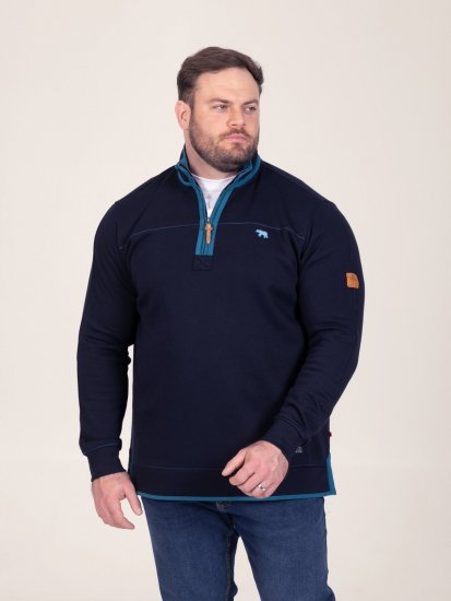 D555 Conway 2 1/4 Zip Neck Fleece Sweatshirt With Bear Logo Tamsiai mėlyna - Megztiniai ir džemperiai - Megztiniai ir Džemperiai - 2XL-14XL