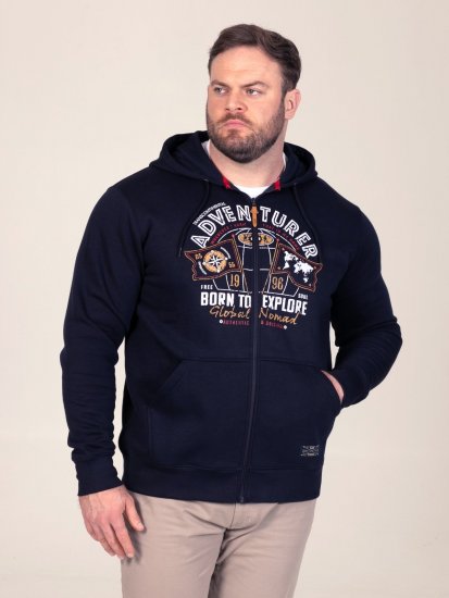 D555 Hector Adventurer Printed Zip Through Hoody Tamsiai mėlyna - Megztiniai ir džemperiai - Megztiniai ir Džemperiai - 2XL-14XL