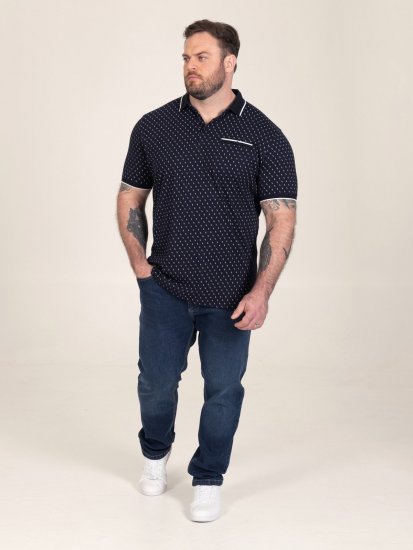 D555 Reid AOP Polo With Jacquard Collar, Pocket And Cuffs Tamsiai mėlyna - Polo marškinėliai - Polo marškinėliai - 2XL-8XL