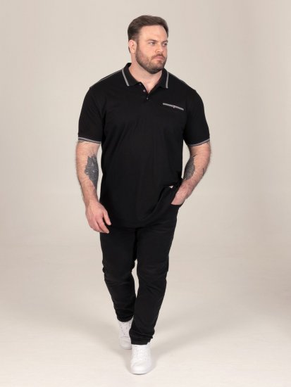 D555 Potts Jersey Polo With Jacquard Collar & Cuffs Juoda - Polo marškinėliai - Polo marškinėliai - 2XL-8XL