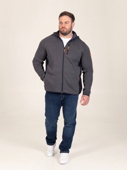 D555 Conrad Detachable Hood Bonded Fleece Zip Through Hoody TALL Tamsiai mėlyna - TALL džemperiai - TALL džemperiai aukštiems vyrams