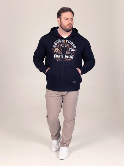 D555 Hector Adventurer Printed Zip Through Hoody Tamsiai mėlyna - Megztiniai ir džemperiai - Megztiniai ir Džemperiai - 2XL-14XL