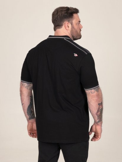 D555 Potts Jersey Polo With Jacquard Collar & Cuffs Juoda - Polo marškinėliai - Polo marškinėliai - 2XL-8XL