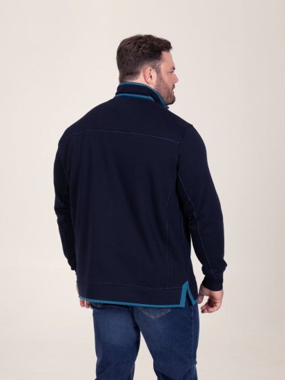 D555 Conway 2 1/4 Zip Neck Fleece Sweatshirt With Bear Logo Tamsiai mėlyna - Megztiniai ir džemperiai - Megztiniai ir Džemperiai - 2XL-14XL