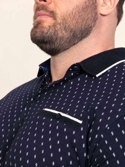 D555 Reid AOP Polo With Jacquard Collar, Pocket And Cuffs Tamsiai mėlyna - Polo marškinėliai - Polo marškinėliai - 2XL-8XL