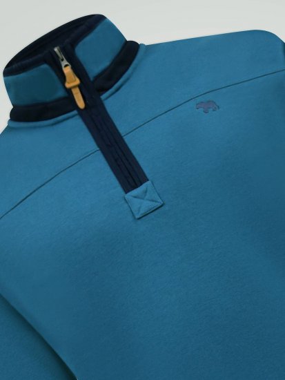 D555 Conway 1 1/4 Zip Neck Fleece Sweatshirt With Bear Logo Teal - Megztiniai ir džemperiai - Megztiniai ir Džemperiai - 2XL-14XL