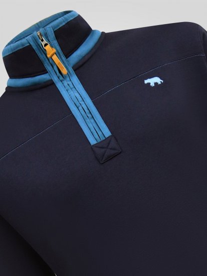 D555 Conway 2 1/4 Zip Neck Fleece Sweatshirt With Bear Logo Tamsiai mėlyna - Megztiniai ir džemperiai - Megztiniai ir Džemperiai - 2XL-14XL